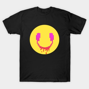 Music smile, smiley emoji made with earphone logo T-Shirt